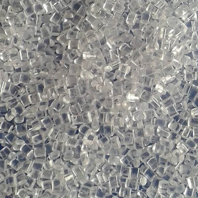 Transparent ABS resin pellets and clarity demonstration